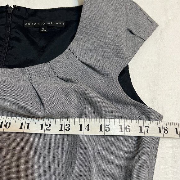 Antonio Melani Women’s Gray Sheath Dress Size 6 Belted Cap Sleeve Career Office - Picture 5 of 9